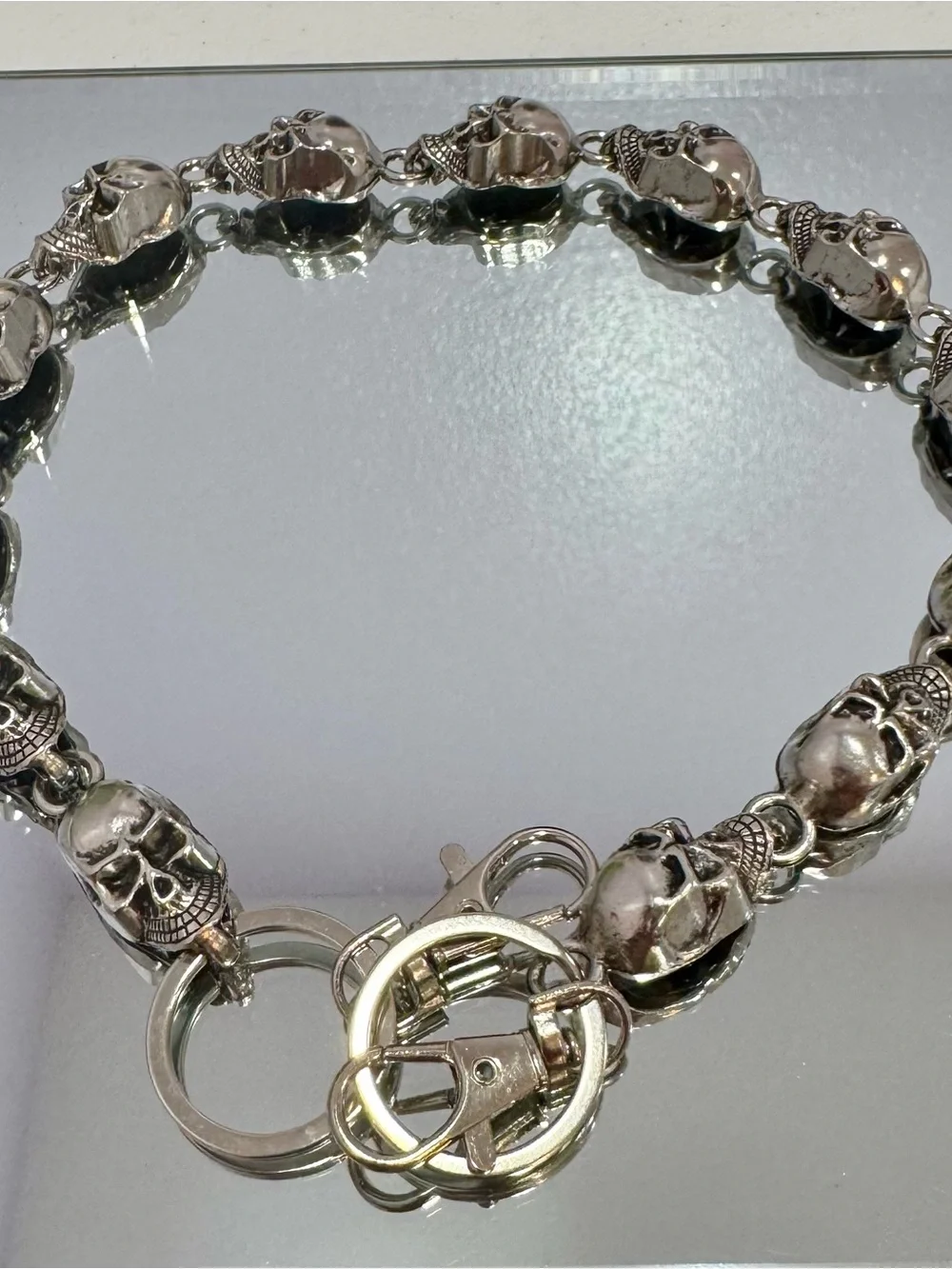 New Silver Skull Bag Chain 18 inches